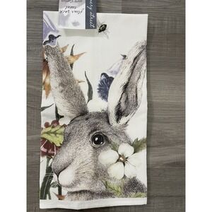Montgomery Street Rabbit with‎ Flowers Cotton Flour Sack Dish Towel NWT